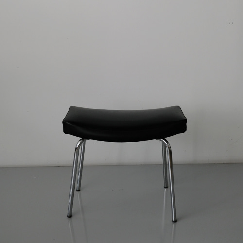 60s leather footstool